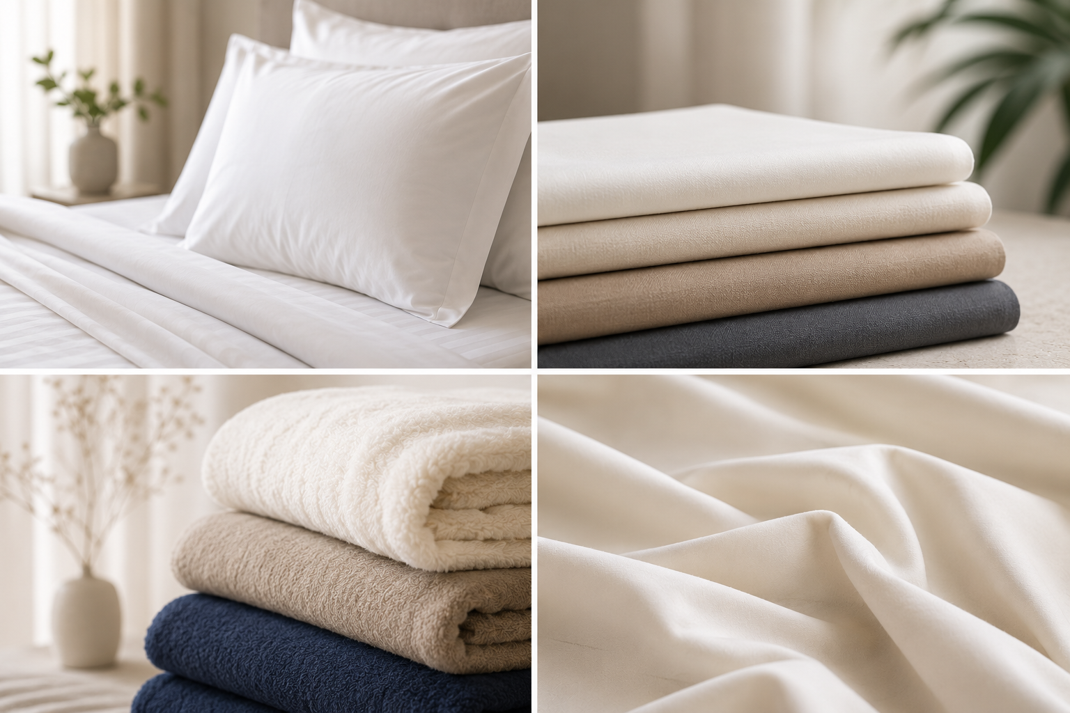 Folded premium hospital bedsheets and blankets